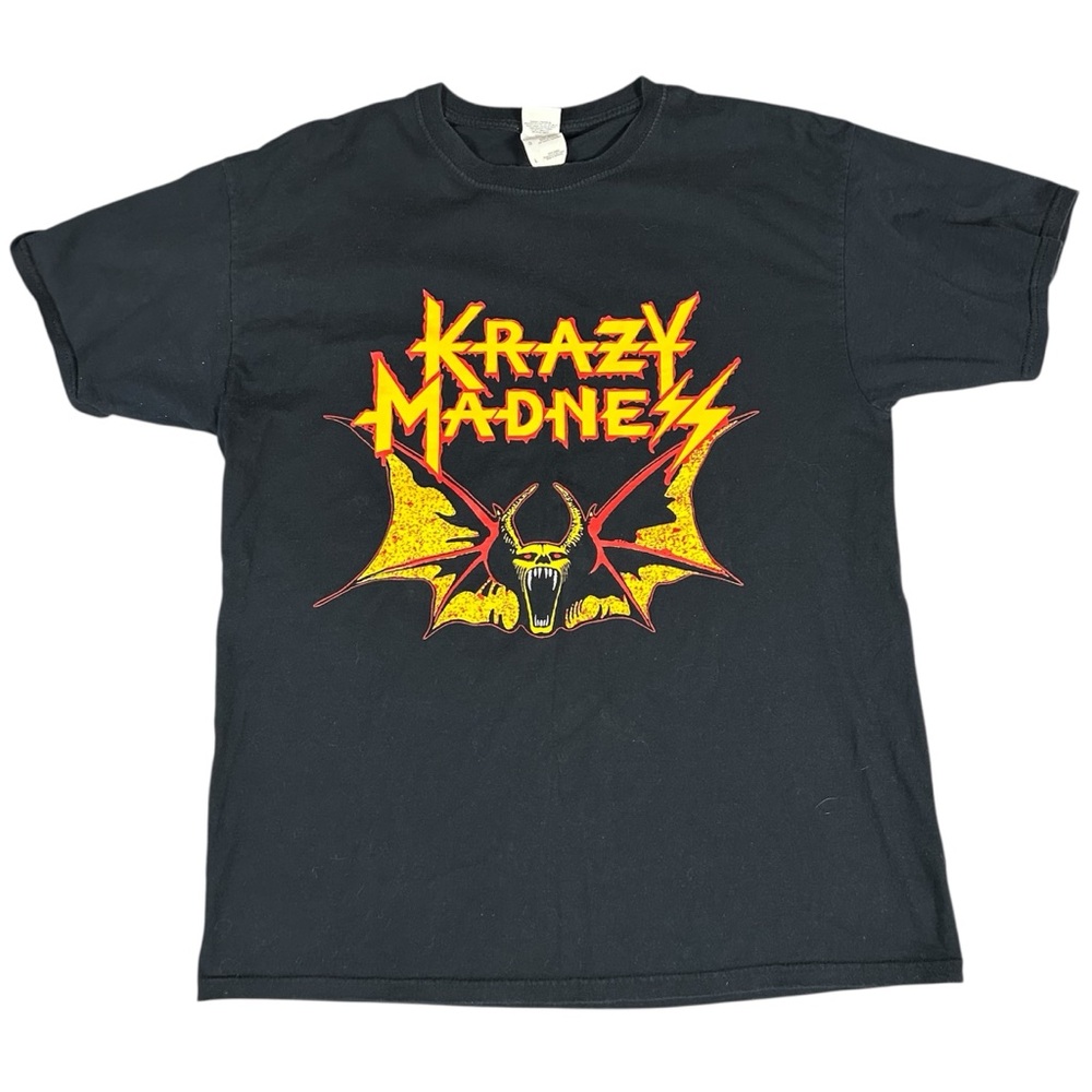 Krazy Madness Old Skool Rock & Roll Men's T-Shirt Black Fruit of the Loom Large